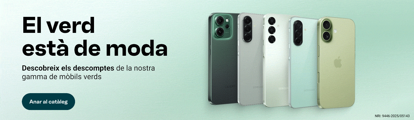 El verd està de moda. Descobreix els descomptes de la nostra gamma de mòbils verds. Anar al catàleg