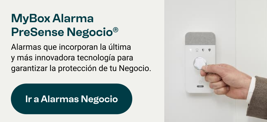 MyBox Alarma PreSense Negocio: Alarmas que incorporan la última y más innovadora tecnología para garantizar la protección de tu Negocio. Ir a Alarmas Negocio