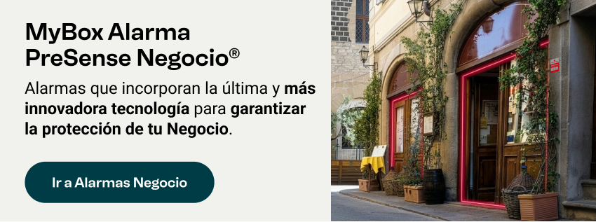 MyBox Alarma PreSense Negocio: Alarmas que incorporan la última y más innovadora tecnología para garantizar la protección de tu Negocio. Ir a Alarmas Negocio