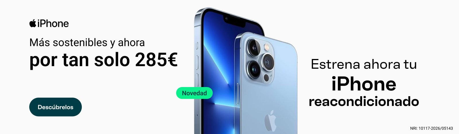 Estrena ahora tu iPhone reacondicionado, más sostenible y ahora por tan solo 285 €. Accede para conseguirlos.