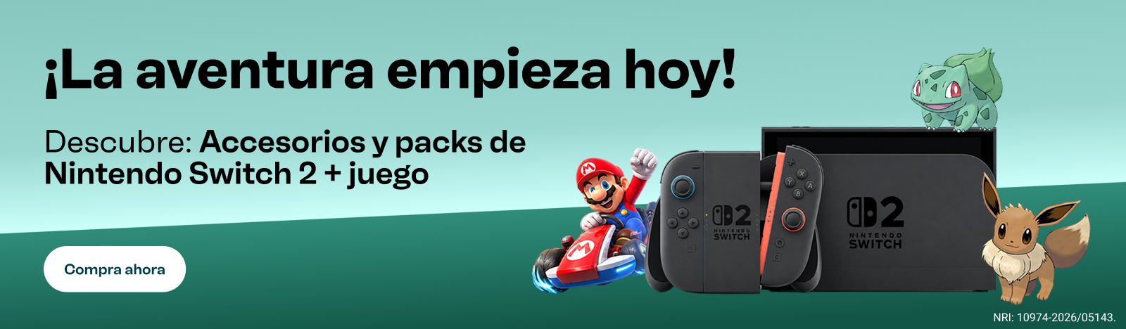 ¡La aventura empieza hoy! Descubre: Accesorios y packs de Nintendo Switch 2 + juego. Descubre las ofertas.