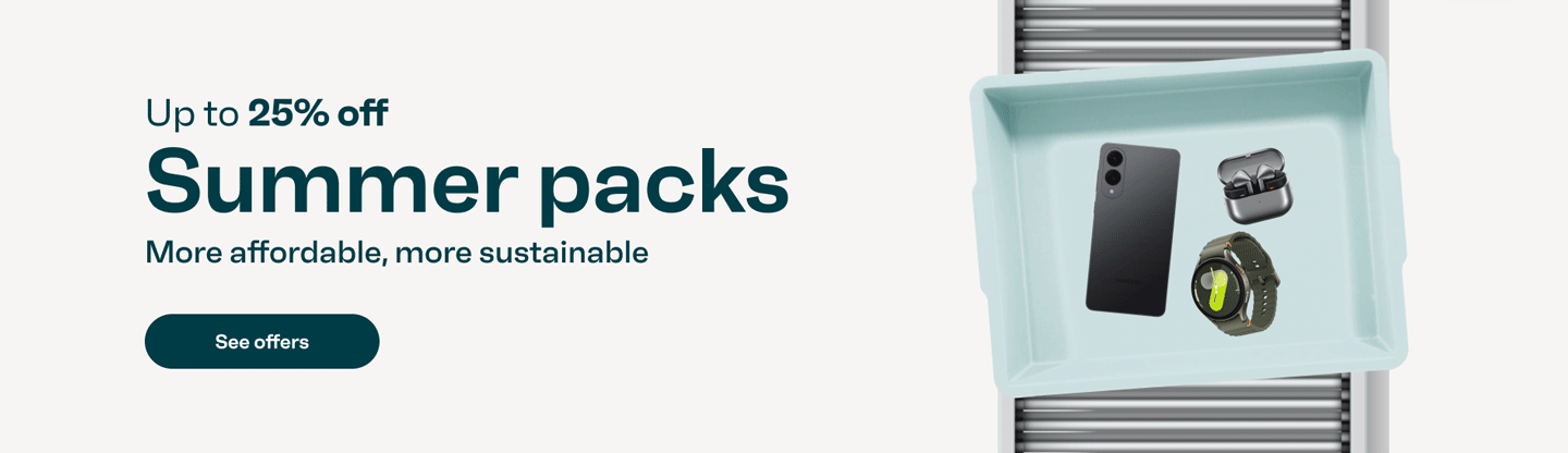 Summer packs. Up to 25% off. More affordable, more sustainable. Button: See offers.