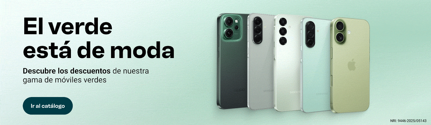 El verde está de moda. Descubre los descuentos de nuestra gama de móviles verdes. Ir al catálogo