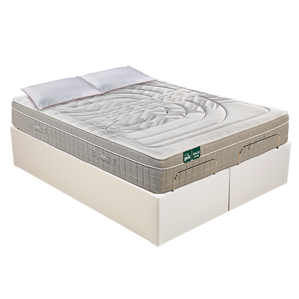Bundle of a Pikolin 160x200 cm adjustable base with adjustable mattress double white motorised storage bed and 2 free pillows
                                    image number 0