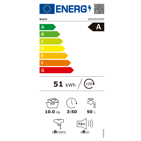 Lavadora Bosch acero mate antihuellas 10 kg WGG254ZXES
                                    image number 1