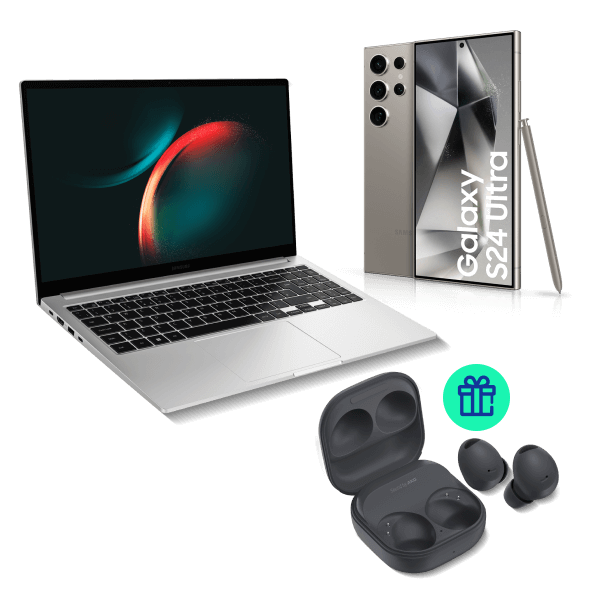 Pack Galaxy S24 Ultra 512Gb Gris Titanium + Portátil Samsung Galaxy Book3 Pro + Galaxy Buds2 Pro Gray de regalo
                                    image number 0