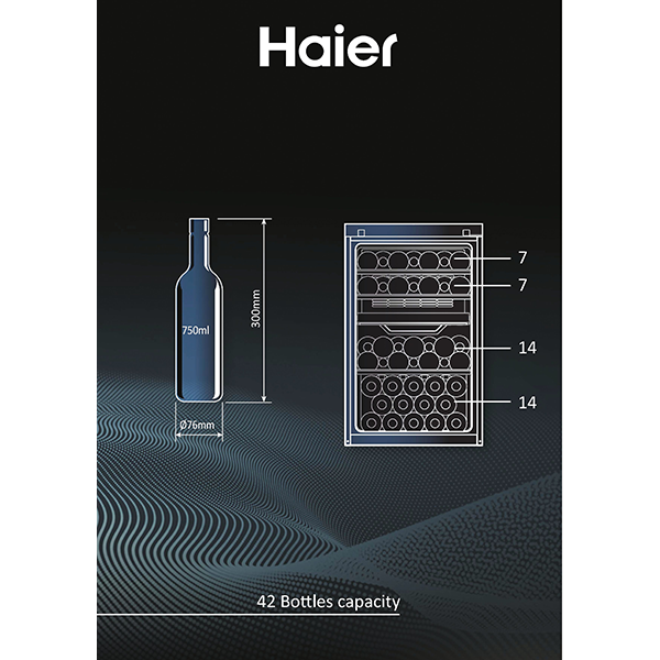 Armari per a vi Haier per a 42 ampolles en 2 zones HWS42GDAU1
                                    image number 6