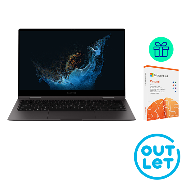 Laptop 13" Samsung Galaxy Book2 Pro 360 Black NP930QED-KA1ES + Microsoft 365 Personal gifted - Outlet