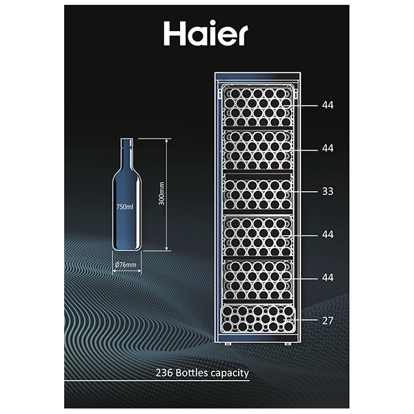 Haier wine cooler for 236 bottles in 2 zones HWS236GDGU1
                                    image number 9
