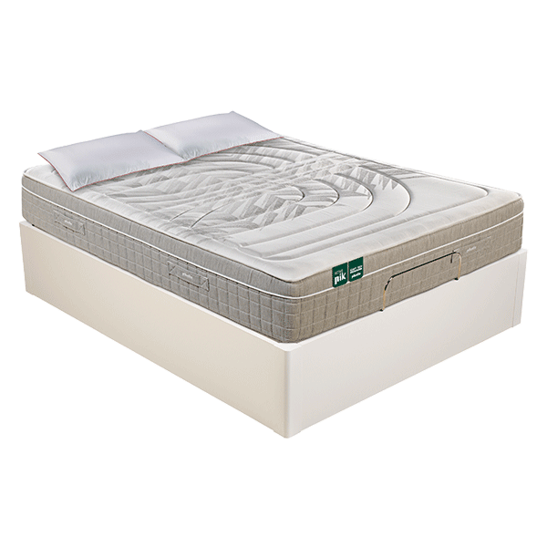 Pack Colchón articulable 135x190 + Canapé abatible tapa articulada motor blanco + 2 almohadas fibra de regalo
                                    image number 0
