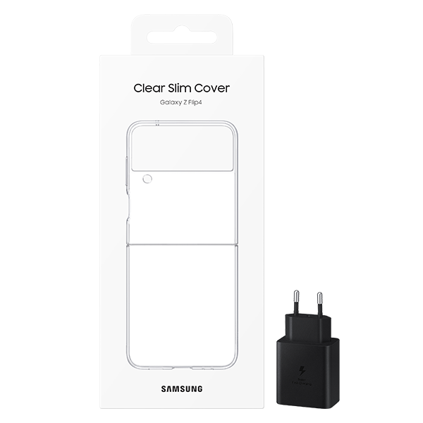 Pack Funda Clear Slim Cover Transparente Z Flip4 + cargador de pared 45W
image number 0