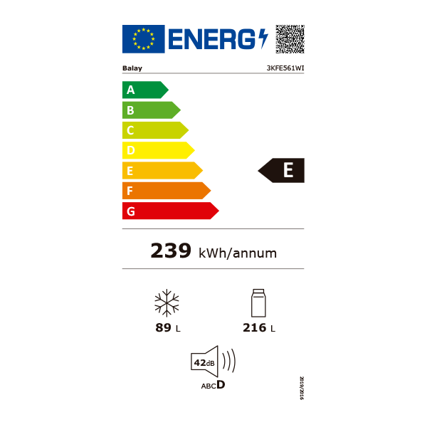 Frigorífico Combi Balay de 186cm Blanco - 3KFE561WI
                                    image number 2