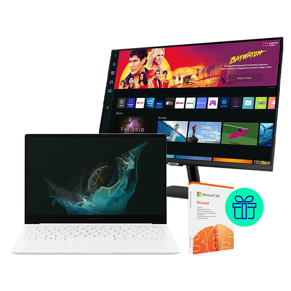 Pack Portátil 13" Samsung Galaxy Book2 Pro Silver + Smart Monitor M7 32" + Microsoft 365 Personal
                                    image number 0